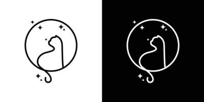 Logo Design Mond Katze, Logo Design Vorlage minimalistisch Linie, Symbol, Symbol, Idee kreativ. vektor