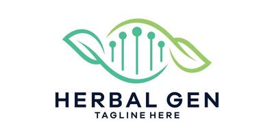 Logo Design Kombination von Blätter mit Genetik, Logo Design Vorlage, Symbol Idee. vektor