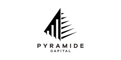 logotyp design kombinerande en pyramid form med finansiell grafik, logotyp design mall, symbol aning. vektor