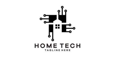 Logo Design kombinieren das gestalten von ein Haus mit modern Technologie, Logo Design Vorlage, Symbol Idee. vektor