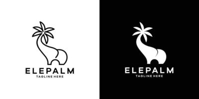 Logo Design Kombination von Elefant und Palme Baum, Logo Design Vorlage, Symbol Idee. vektor