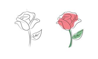 enda kontinuerlig linje blommor, löv. konst blommig element. använda sig av för t-shirt grafik, logotyper, kosmetika och skönhet design element vektor