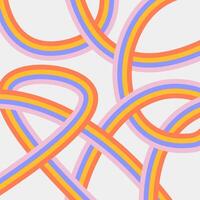retro 60er Jahre Stil Regenbogen Hintergrund mit Jahrgang Pastell- Farbe Streifen. Rosa Welle Karikatur Muster. Vektor Illustration.