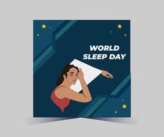 värld sömn dag affisch med kvinna sovande vektor