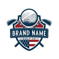 Golf Emblem Logo Design. Golf Ausrüstung Golf Ball Thema zum Golfspieler Gemeinschaft. vektor