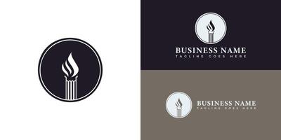 Flamme Fackel Logo Säule Symbol Vektor Illustration Design im schwarz Farbe vorgestellt mit mehrere Weiss, Schwarz, und braun Hintergrund Farben. das Logo ist geeignet zum Geschäft und Beratung Logo Design