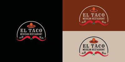 Mexikaner Hut und Kreuz rot Chili Logo angewendet zum das Mexikaner Restaurant Logo Design Inspiration. Chili Pfeffer mit künstlerisch Muster Mexikaner Flagge zum Taco Soße Logo Design vektor
