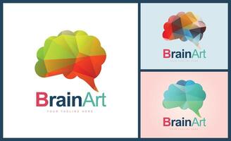 Gehirn Kunst Mosaik Farbe modern Logo Vorlage Design einstellen vektor