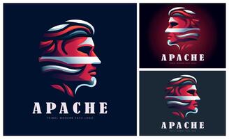 Apache indisch Kopf Gesicht Stämme modern Logo Vorlage Design zum Marke oder Unternehmen und Andere vektor