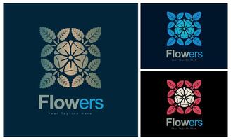 blommor blomning löv prydnad blommig uppsättning logotyp mall design vektor