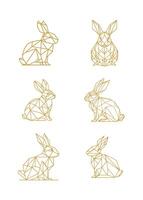 uppsättning av geometrisk kanin abstrakt konst. kanin polygonal rader låg poly vektor. vektor