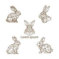 uppsättning av geometrisk kanin isolerat på vit bakgrund. årgång vektor design illustration