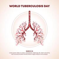 värld tuberkulos dag bakgrund med ett illustratör av en lunga och tuberkulos vektor