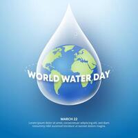 fyrkant värld vatten dag bakgrund med en släppa vatten och jord vektor