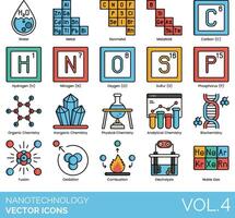 nanoteknologi vektor ikon uppsättning