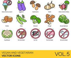 vegan und Vegetarier Vektor Symbol einstellen