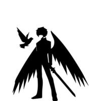 Silhouette Illustration von ein Junge im Anime Stil vektor