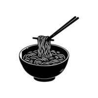 Ramen spaghetti. vektor illustration för maskot logotyp eller stickerasian japansk traditionell mat kök. klämma konst, meny, affisch, skriva ut, baner