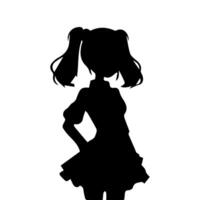 silhuett flicka i anime stil vektor illustration fri