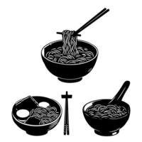 Ramen spaghetti. vektor illustration för maskot logotyp eller stickerasian japansk traditionell mat kök. klämma konst, meny, affisch, skriva ut, baner