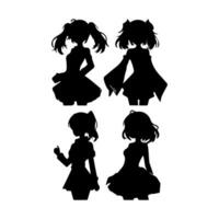 Silhouette Mädchen im Anime Stil Vektor Illustration kostenlos