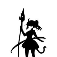 silhuett flicka i anime stil vektor illustration fri