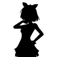 Silhouette Mädchen im Anime Stil Vektor Illustration kostenlos