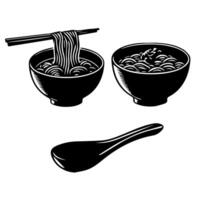 Ramen spaghetti. vektor illustration för maskot logotyp eller stickerasian japansk traditionell mat kök. klämma konst, meny, affisch, skriva ut, baner