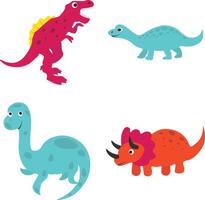 förtjusande dinosaurier illustration uppsättning. isolerat vektor i tecknad serie stil.