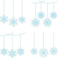 Weihnachten Schneeflocken hängend Dekoration. funkeln Schneeflocken auf Weiß Hintergrund. Vektor Illustration