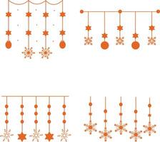 Weihnachten Schneeflocken hängend mit eben Design und Formen. isoliert auf Weiß Hintergrund, Vektor Symbol