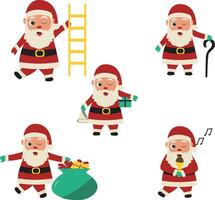 jul santa hatt ikon uppsättning. med tecknad serie design och former. vektor
