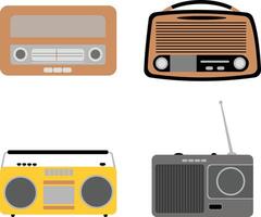 samling av annorlunda gammal radio stereo. retro design stil. vektor illustration