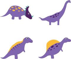 förtjusande dinosaurier illustration. platt tecknad serie stil. isolerat vektor uppsättning.