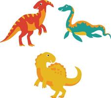 förtjusande dinosaurier illustration på vit bakgrund. platt tecknad serie vektor ikoner