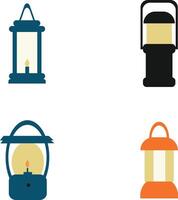 Camping Laterne Lampe mit Jahrgang Design Stil. Vektor Illustration Satz.