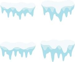 snowcap gräns med abstrakt dekoration. isolerat på vit bakgrund. vektor illustration uppsättning.