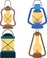 camping lykta lampa illustration. årgång tecknad serie stil. vektor