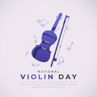National Violine Tag Papier Schnitt Stil Vektor Design Illustration zum Hintergrund, Poster, Banner, Werbung, Gruß Karte