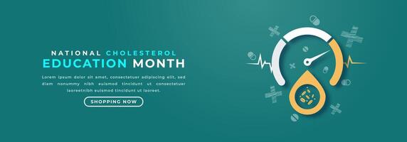 National Cholesterin Bildung Monat Papier Schnitt Stil Vektor Design Illustration zum Hintergrund, Poster, Banner, Werbung, Gruß Karte