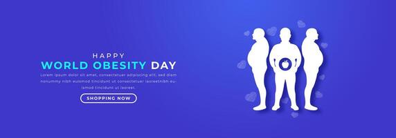 Welt Fettleibigkeit Tag Papier Schnitt Stil Vektor Design Illustration zum Hintergrund, Poster, Banner, Werbung, Gruß Karte