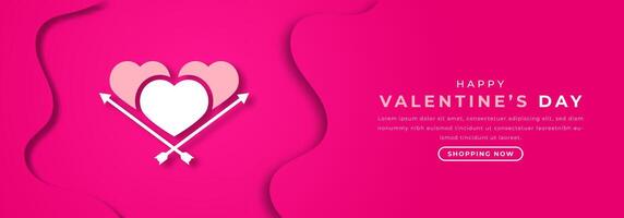 glücklich Valentinstag Tag Papier Schnitt Stil Vektor Design Illustration zum Hintergrund, Poster, Banner, Werbung, Gruß Karte