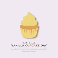 National Vanille Cupcake Tag Papier Schnitt Stil Vektor Design Illustration zum Hintergrund, Poster, Banner, Werbung, Gruß Karte