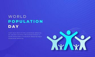 Welt Population Tag Papier Schnitt Stil Vektor Design Illustration zum Hintergrund, Poster, Banner, Werbung, Gruß Karte