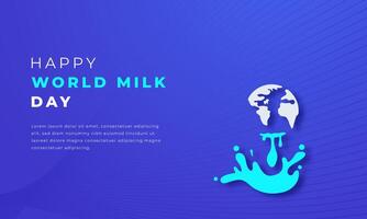 Welt Milch Tag Papier Schnitt Stil Vektor Design Illustration zum Hintergrund, Poster, Banner, Werbung, Gruß Karte