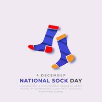 National Socke Tag Papier Schnitt Stil Vektor Design Illustration zum Hintergrund, Poster, Banner, Werbung, Gruß Karte