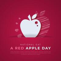 National Essen ein rot Apfel Tag Papier Schnitt Stil Vektor Design Illustration zum Hintergrund, Poster, Banner, Werbung, Gruß Karte