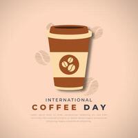 International Kaffee Tag Papier Schnitt Stil Vektor Design Illustration zum Hintergrund, Poster, Banner, Werbung, Gruß Karte