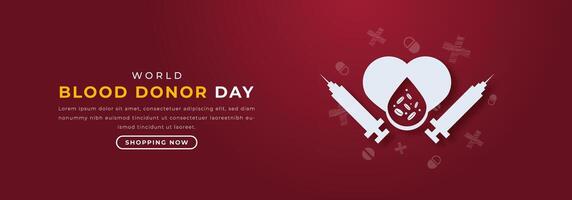 Welt Blut Spender Tag Papier Schnitt Stil Vektor Design Illustration zum Hintergrund, Poster, Banner, Werbung, Gruß Karte