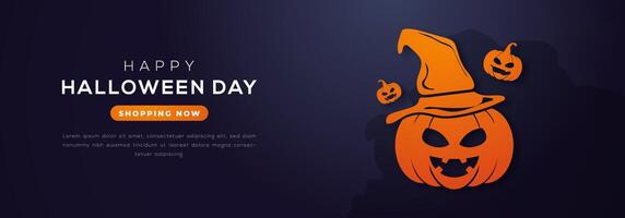 glücklich Halloween Tag Papier Schnitt Stil Vektor Design Illustration zum Hintergrund, Poster, Banner, Werbung, Gruß Karte